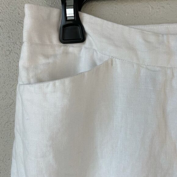 Jones New York Signature White Linen Cropped Pants - Picture 3 of 6
